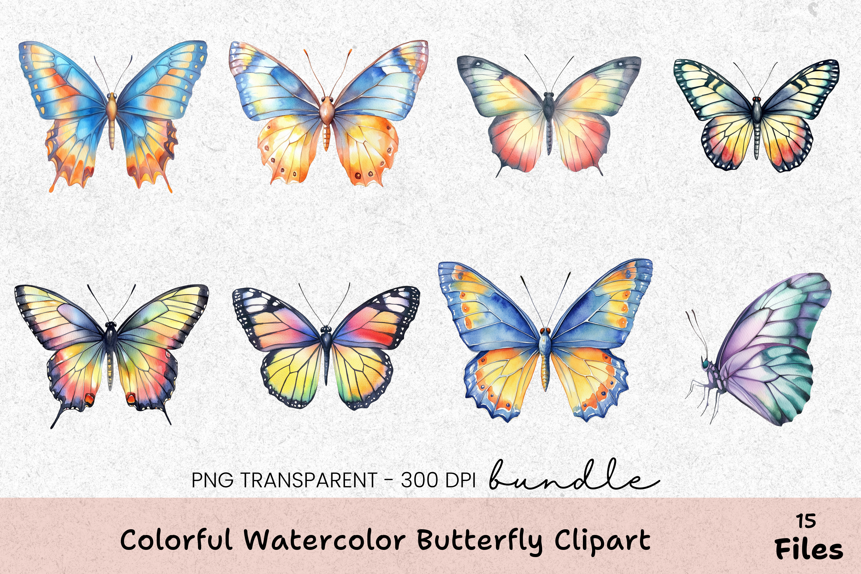 Colorful Butterfly Clipart Bundle