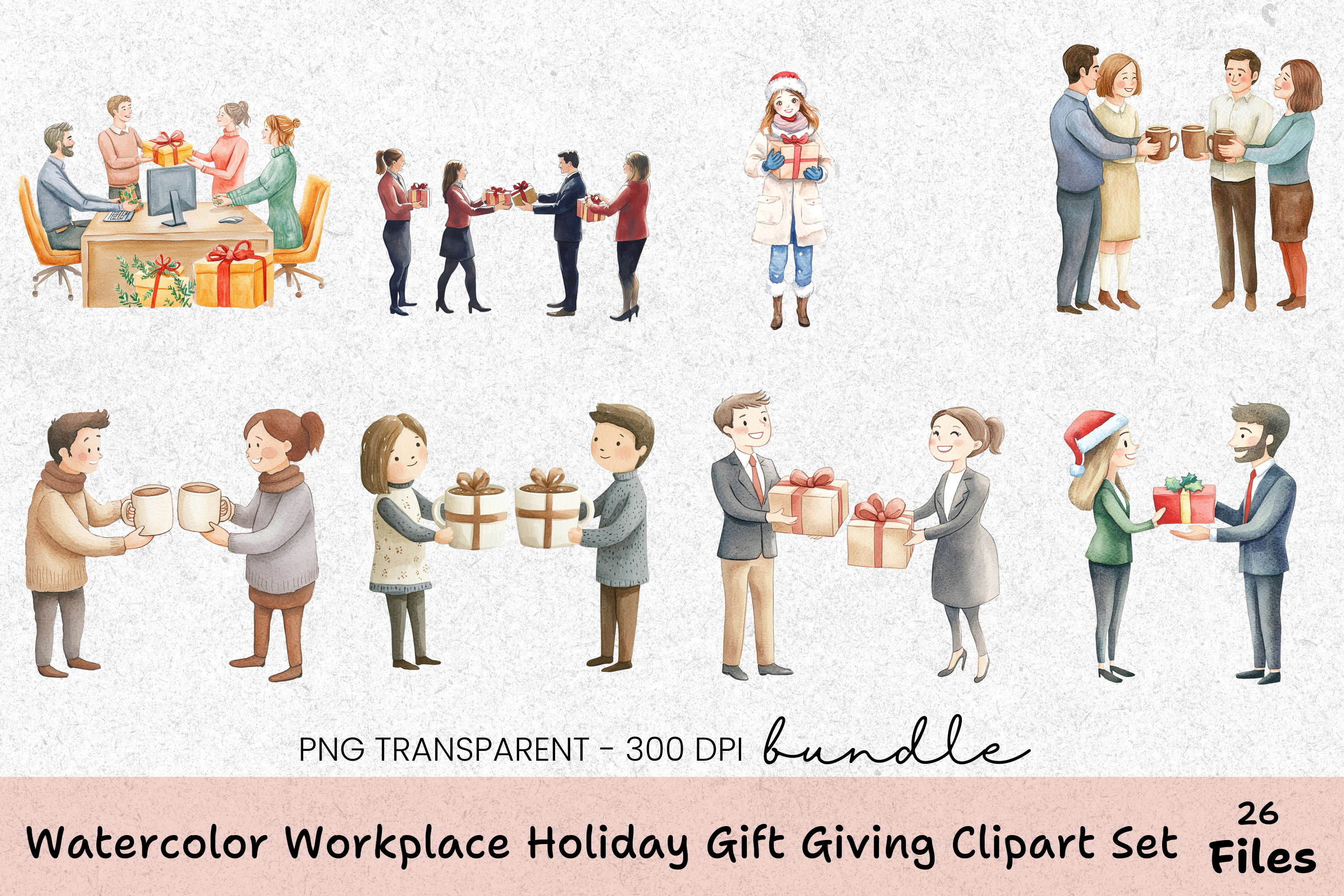 Workplace Holiday Gift Giving Clipart Bundle
