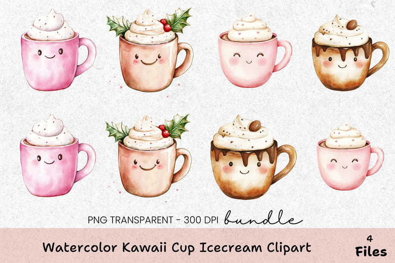 Kawaii Ice Cream Clipart Bundle - CraftNest - Digital Crafting and Art