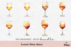 Sunset Wine Glass Clipart Bundle - CraftNest - Digital Crafting and Art