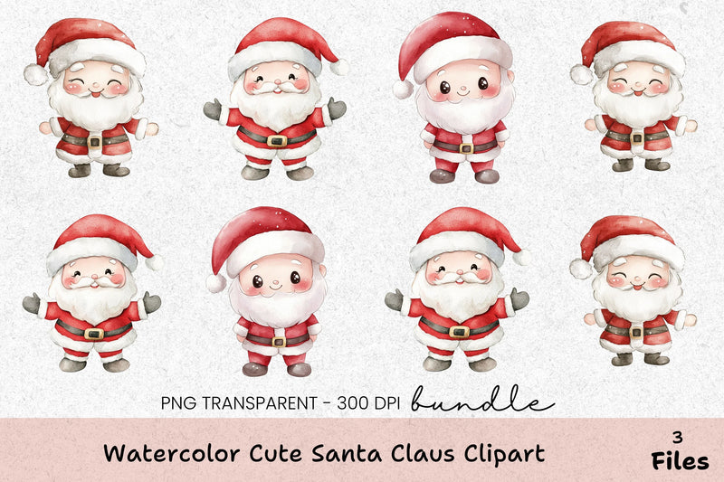Cute Santa Claus Clipart Bundle - CraftNest - Digital Crafting and Art