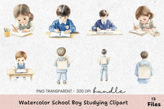 School Boy Studying Clipart Bundle - CraftNest - Digital Crafting and Art