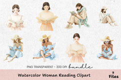 Charming Woman Reading Clipart Bundle - CraftNest - Digital Crafting and Art