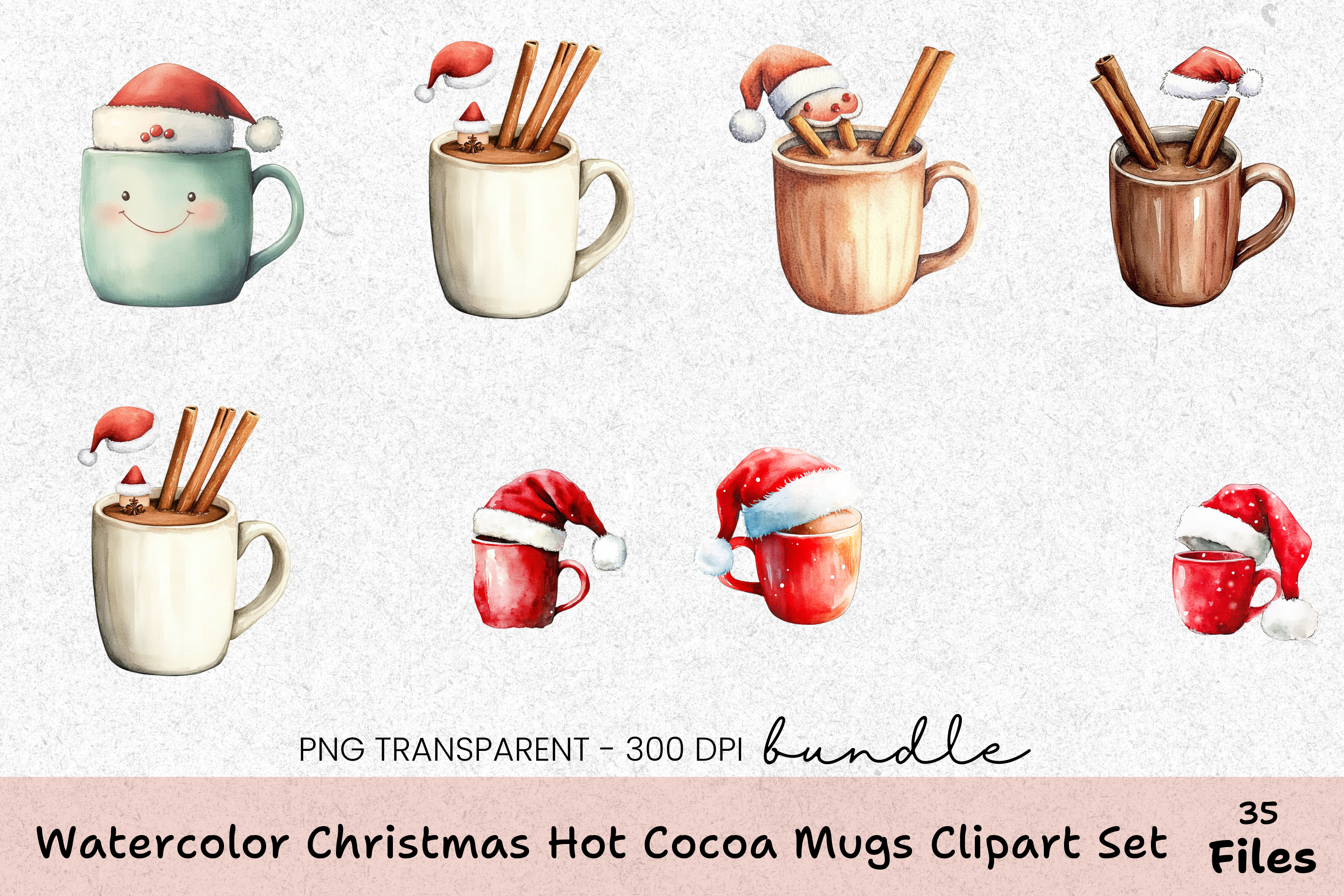 Christmas Hot Cocoa Mugs Set Bundle
