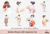 Geisha Woman with Japanese Fan Clipart Bundle