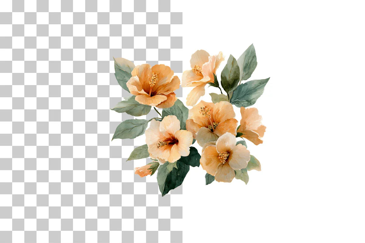 Orange Hibiscus Clipart Bundle - CraftNest - Digital Crafting and Art