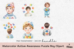 Autism Awareness Puzzle Boy Clipart Bundle - CraftNest - Digital Crafting and Art