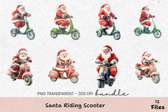 Santa Riding Scooter Clipart Bundle - CraftNest - Digital Crafting and Art