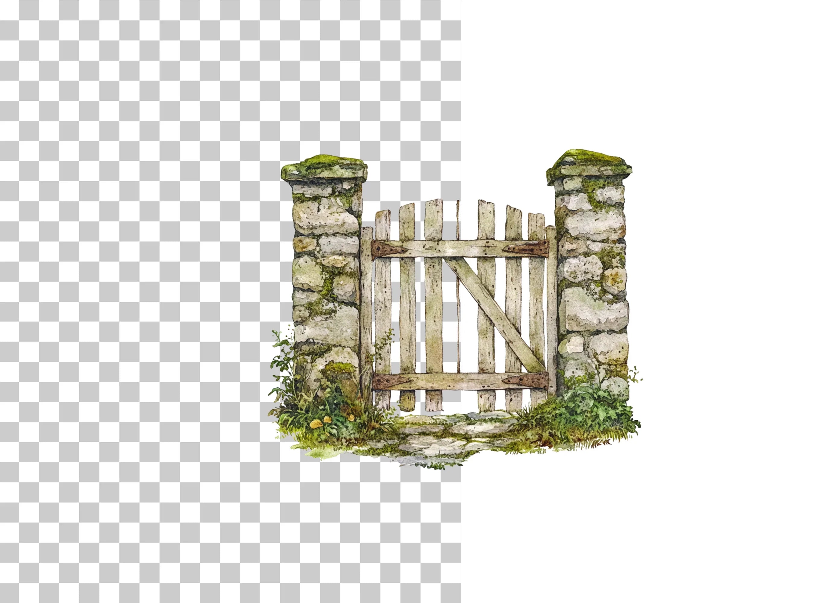 Garden Stone Wall Gate Clipart Bundle - CraftNest - Digital Crafting and Art