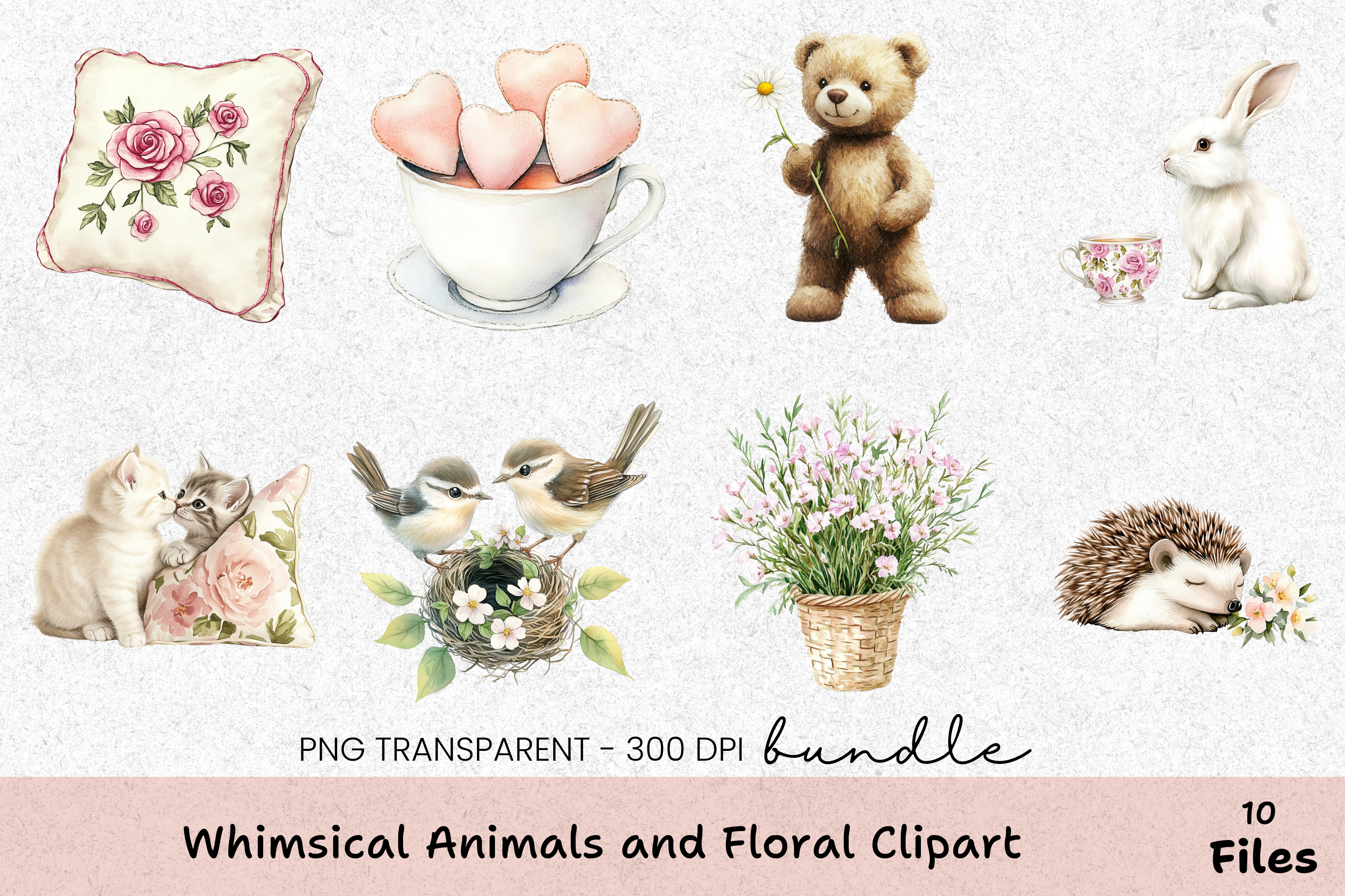 Whimsical Animals and Floral Clipart Bundle