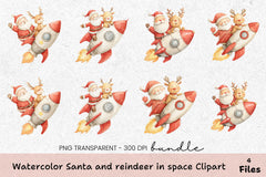 Santa and Reindeer in Space Clipart Bundle - CraftNest - Digital Crafting and Art