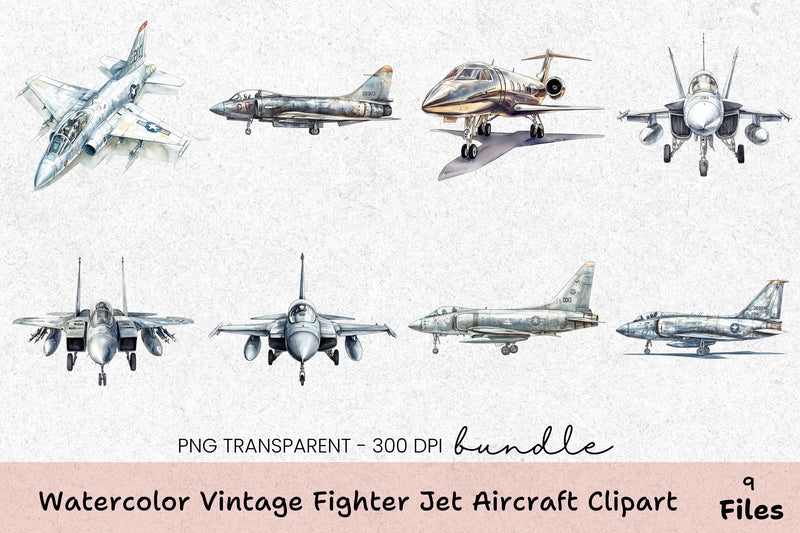 Vintage Fighter Jet Aircraft Clipart Bundle - CraftNest - Digital Crafting and Art