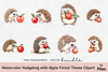 Hedgehog with Apple Forest Theme Clipart Bundle