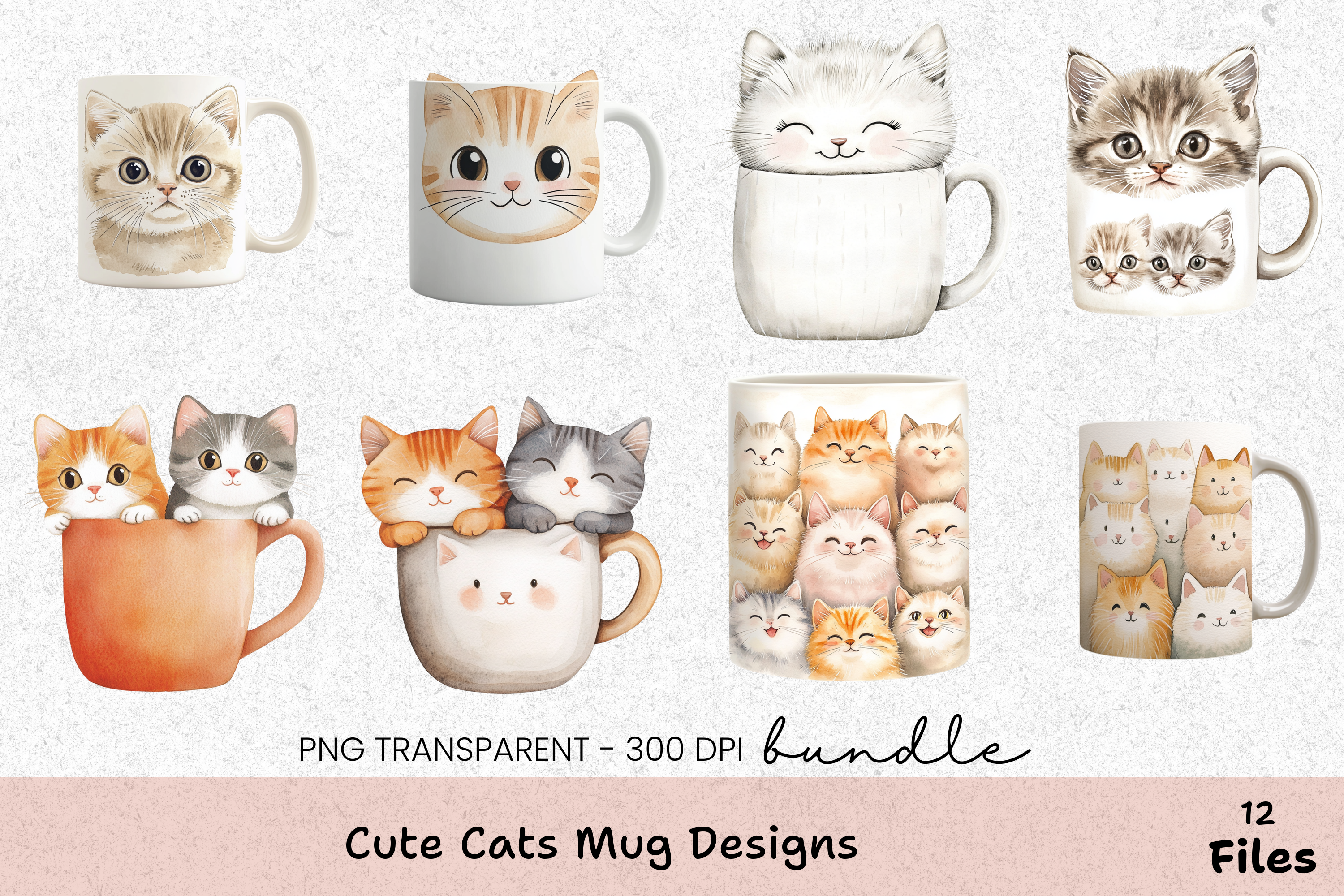 Cute Cats Mug Wrap Design Bundle