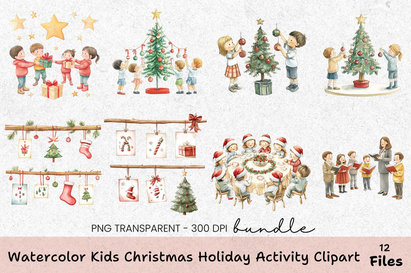 Kids Christmas Holiday Activity Clipart Bundle - CraftNest - Digital Crafting and Art
