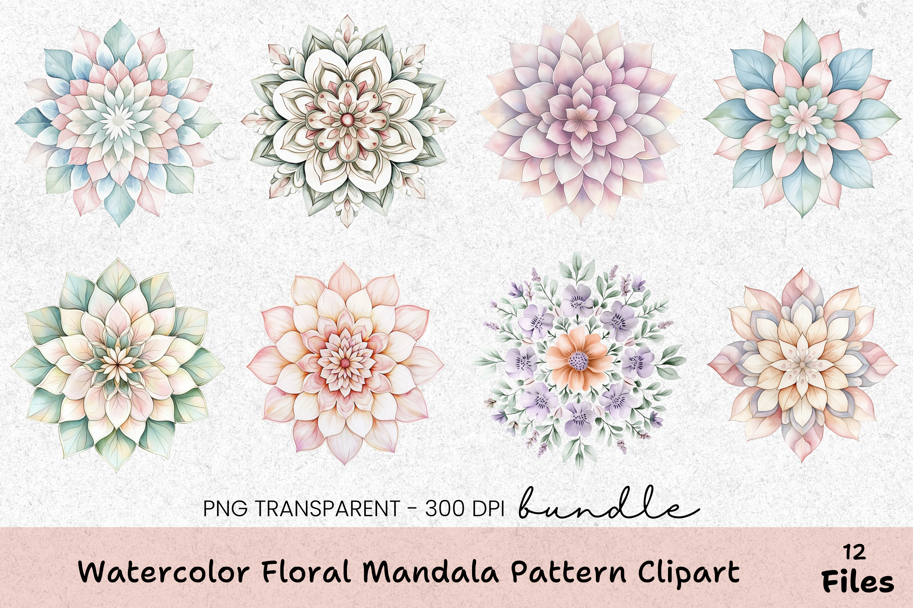 Floral Mandala Pattern Clipart Bundle