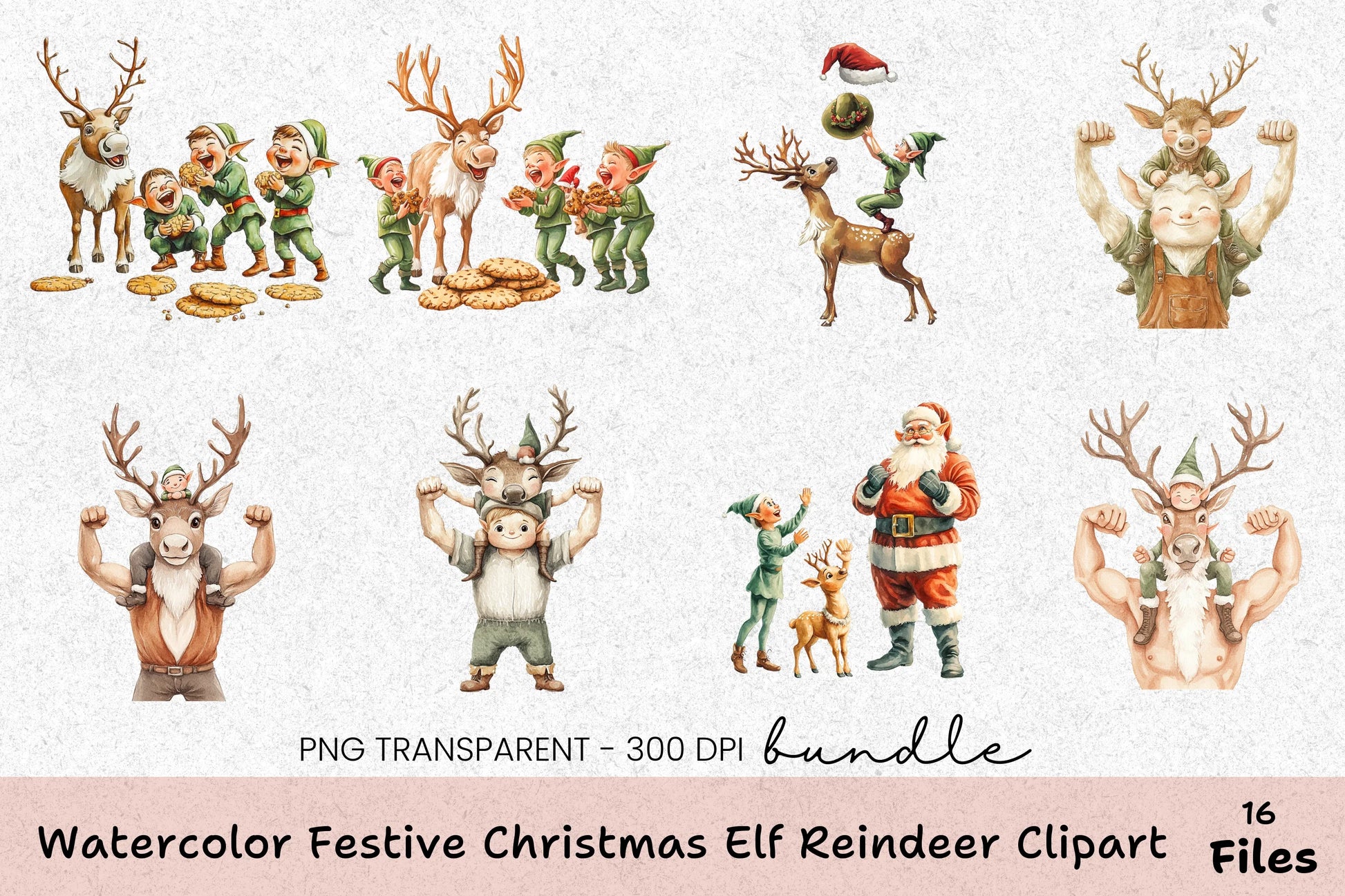 Festive Christmas Elf Reindeer Clipart Bundle - CraftNest - Digital Crafting and Art
