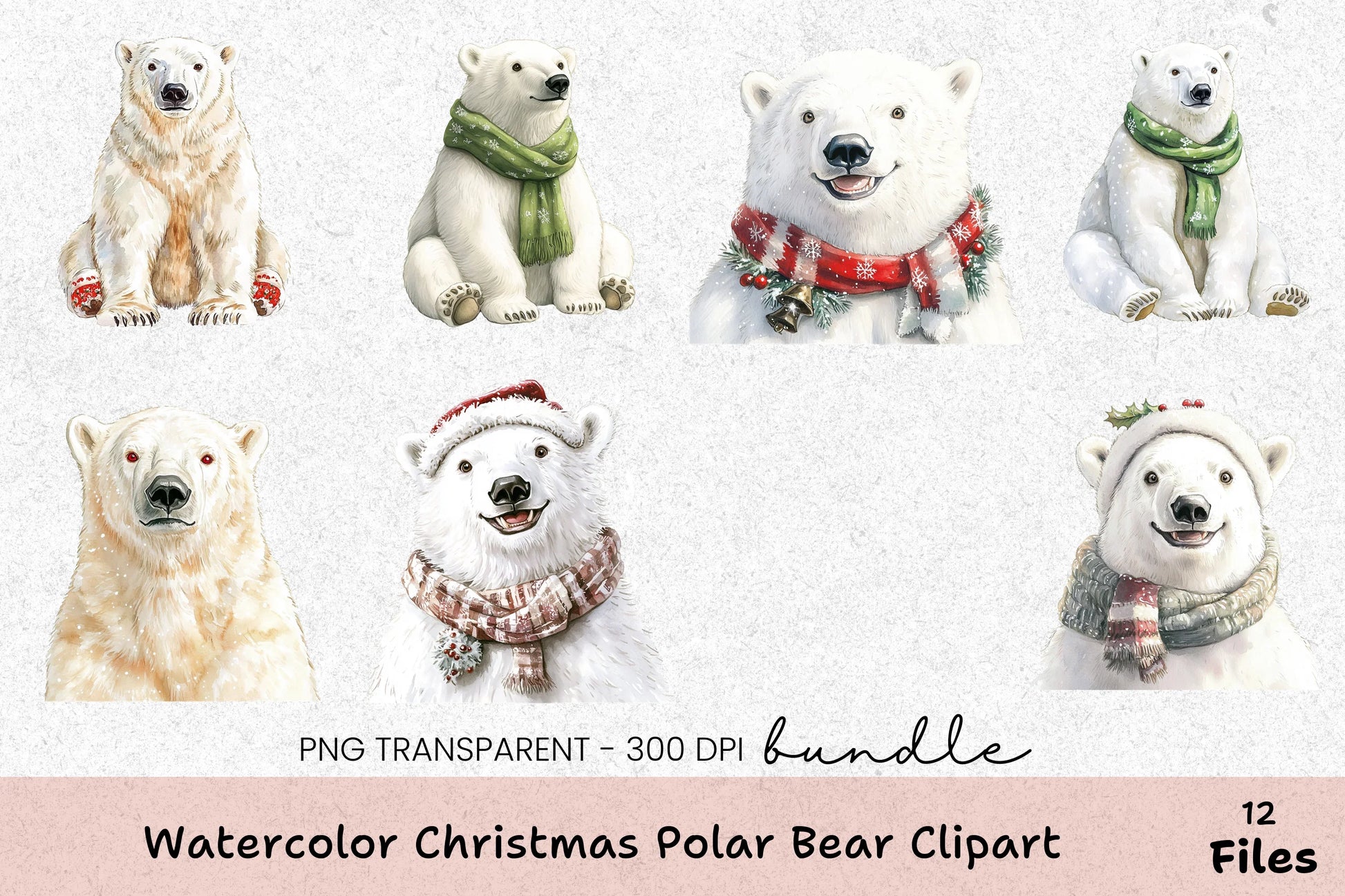 Christmas Polar Bear Clipart Bundle - CraftNest - Digital Crafting and Art