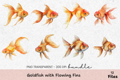 Goldfish with Flowing Fins Clipart Bundle - CraftNest - Digital Crafting and Art