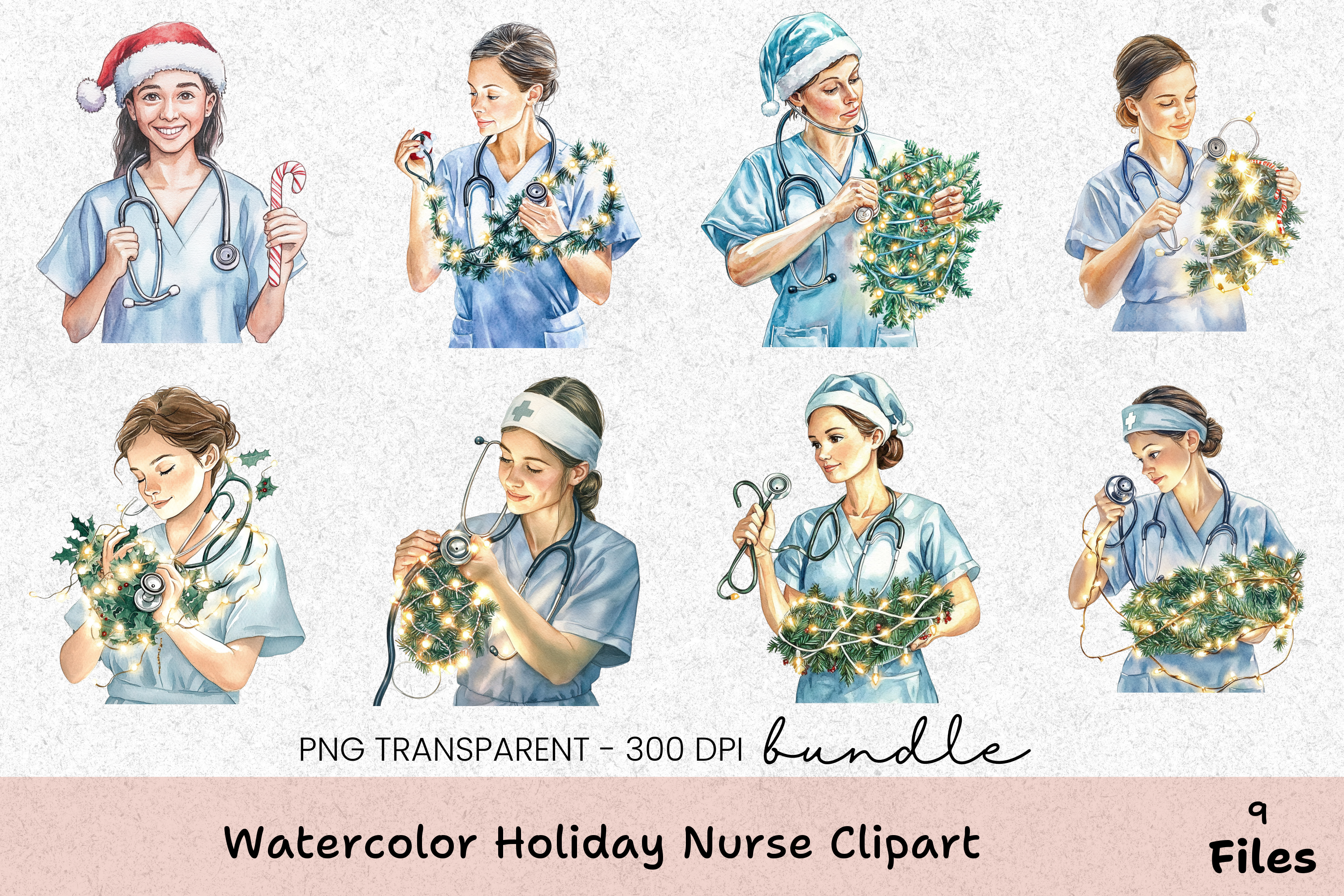 Holiday Nurse Clipart Bundle