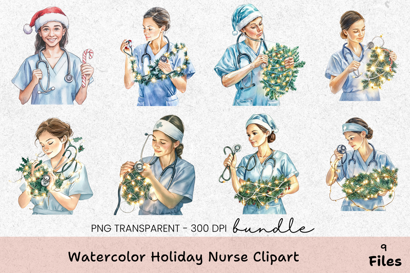 Holiday Nurse Clipart Bundle - CraftNest - Digital Crafting and Art
