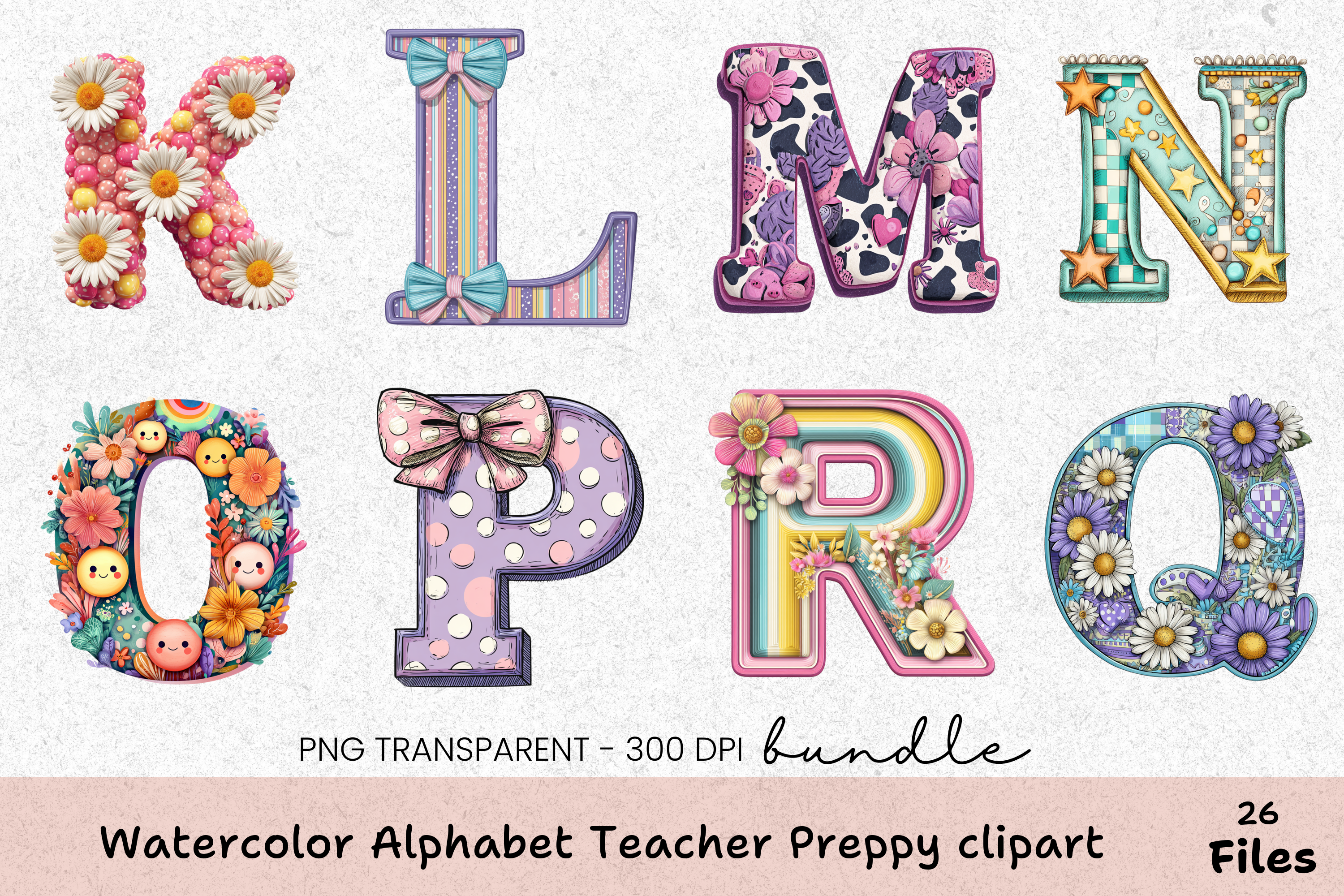 Alphabet Teacher Preppy Clipart Bundle