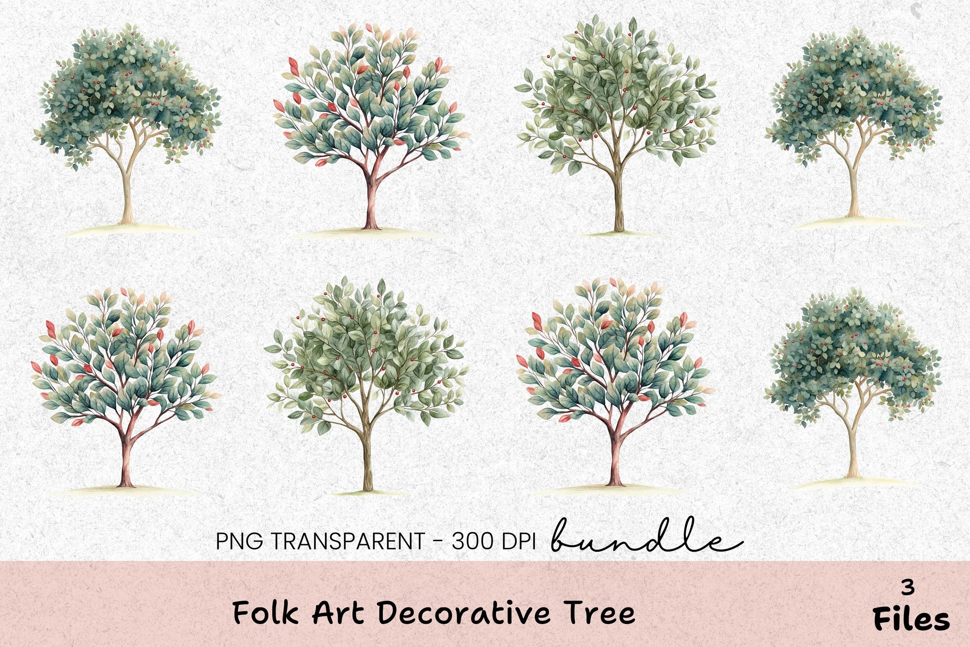 Folk Art Decorative Tree Clipart Bundle - CraftNest - Digital Crafting and Art