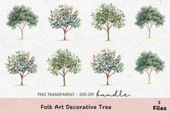 Folk Art Decorative Tree Clipart Bundle - CraftNest - Digital Crafting and Art