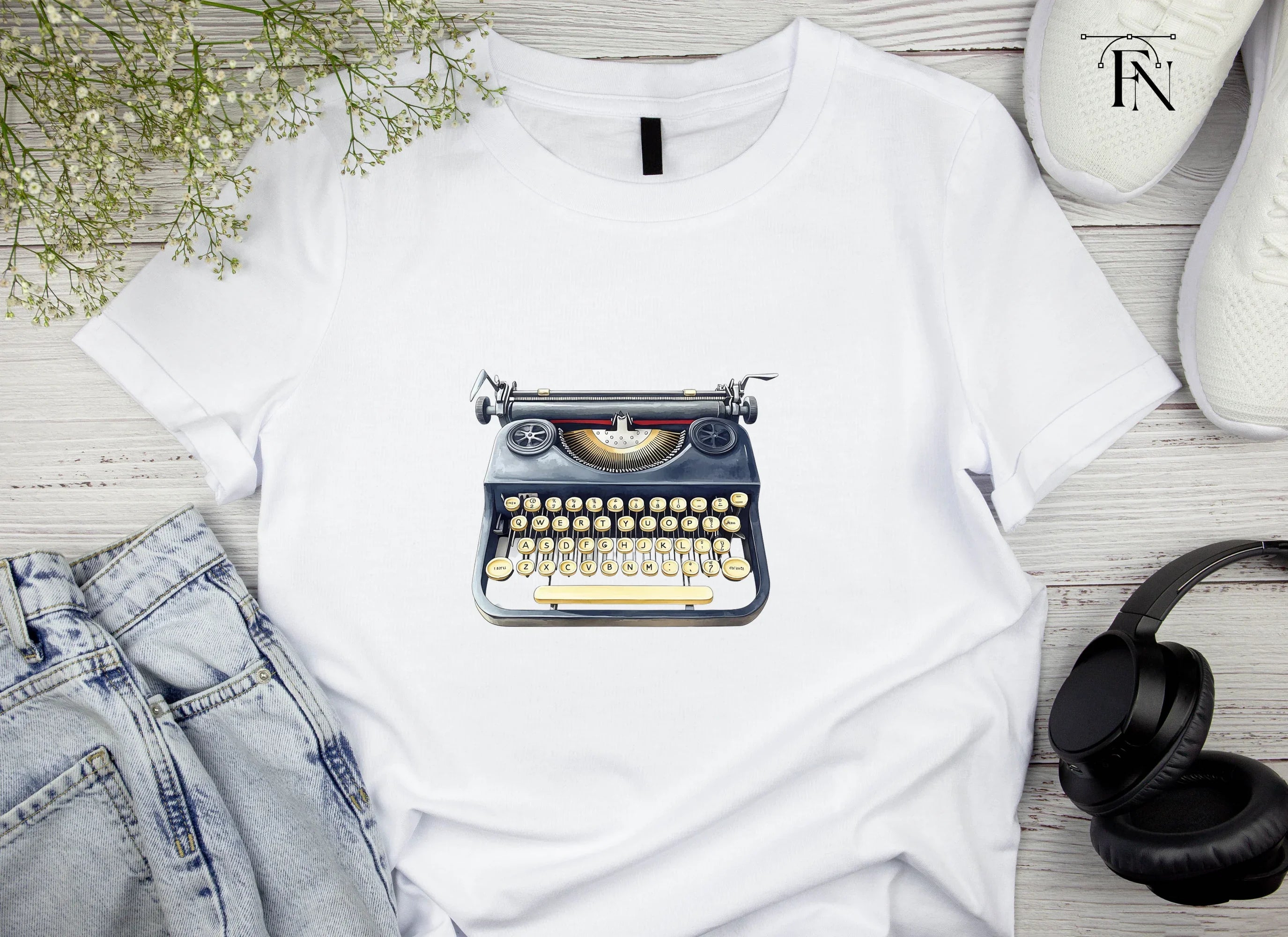 Vintage Typewriter Illustration Clipart Bundle