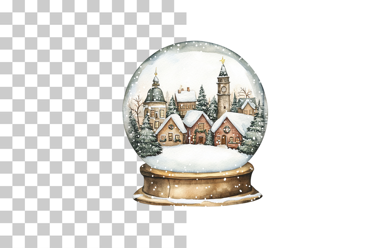Christmas Village Globe Clipart Bundle