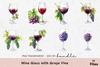 Wine Glass and Grape Vine Clipart Bundle