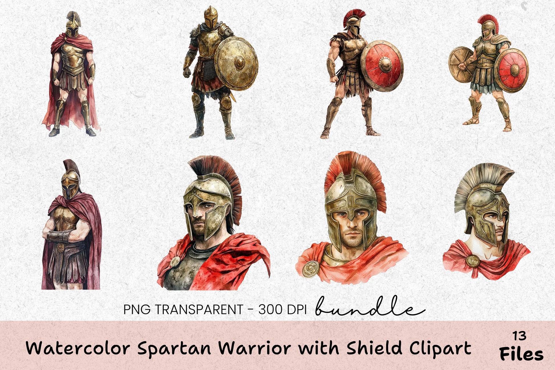 Spartan Warrior Clipart Bundle with Shield - CraftNest - Digital Crafting and Art