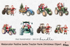 Festive Santa Tractor Farm Christmas Clipart Bundle