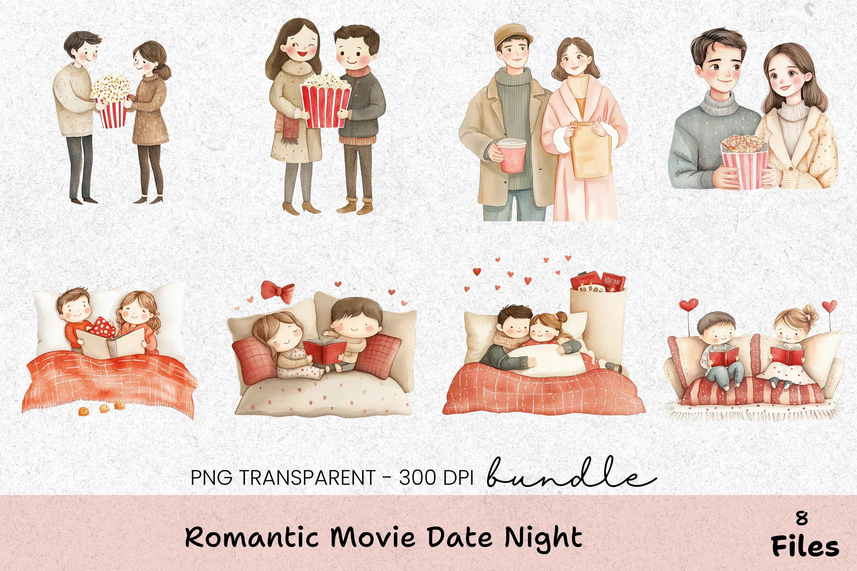 Romantic Movie Date Night Clipart Bundle