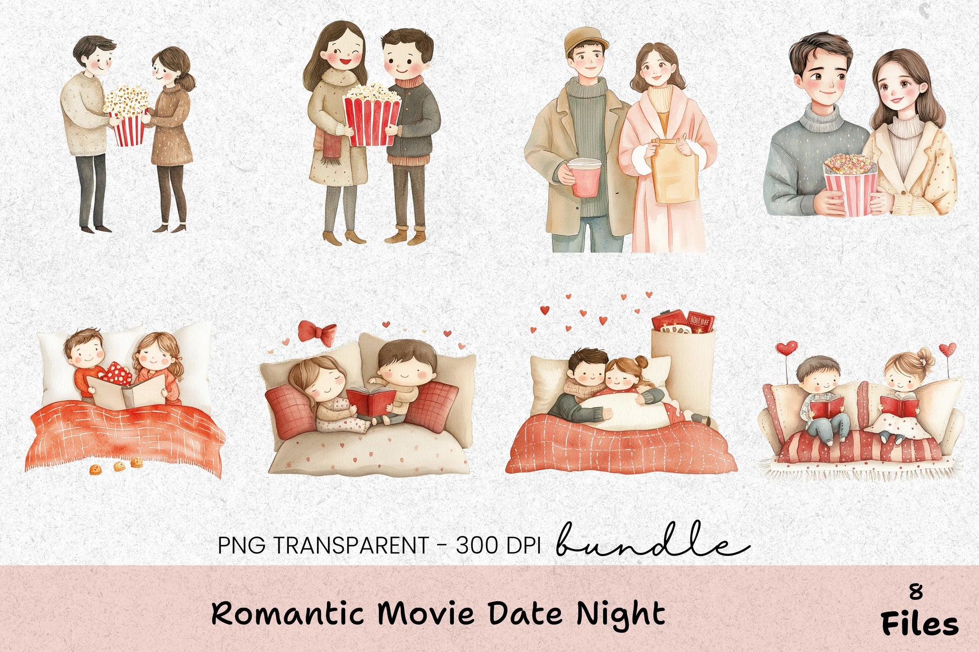 Romantic Movie Date Night Clipart Bundle - CraftNest - Digital Crafting and Art