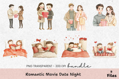 Romantic Movie Date Night Clipart Bundle - CraftNest - Digital Crafting and Art