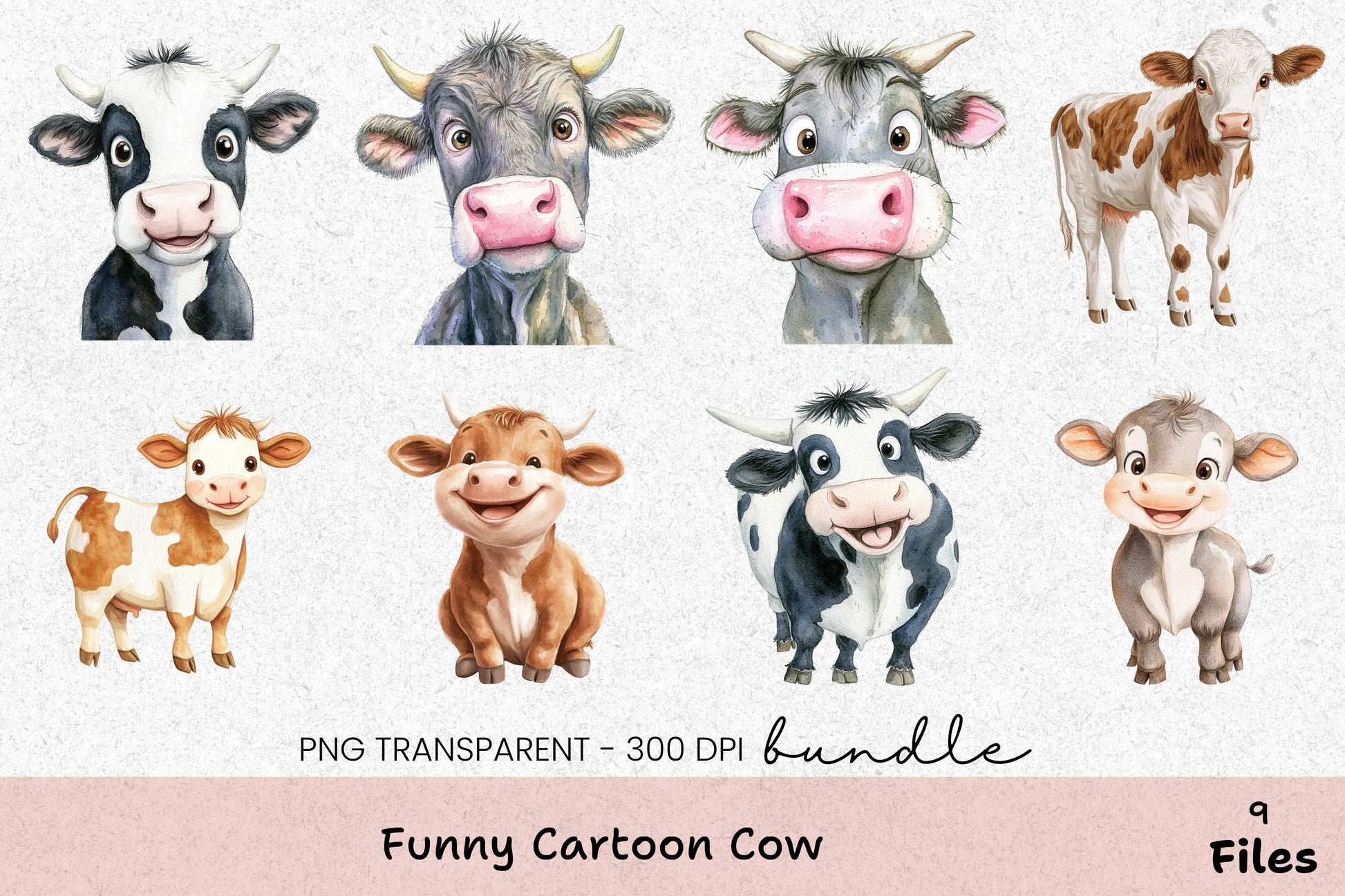 Funny Cartoon Cow Clipart Bundle - CraftNest - Digital Crafting and Art