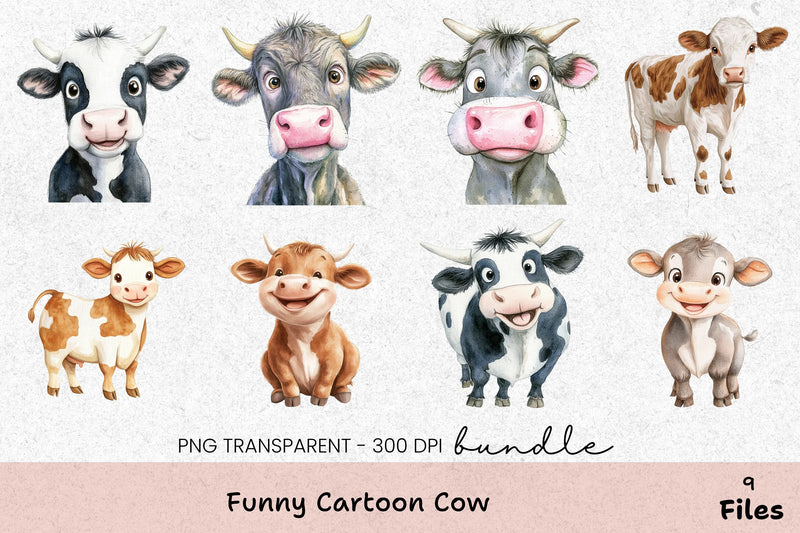 Funny Cartoon Cow Clipart Bundle - CraftNest - Digital Crafting and Art