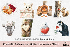 Romantic Autumn & Gothic Halloween Clipart Bundle - CraftNest - Digital Crafting and Art