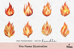 Fire Flame Illustration Clipart Bundle - CraftNest - Digital Crafting and Art