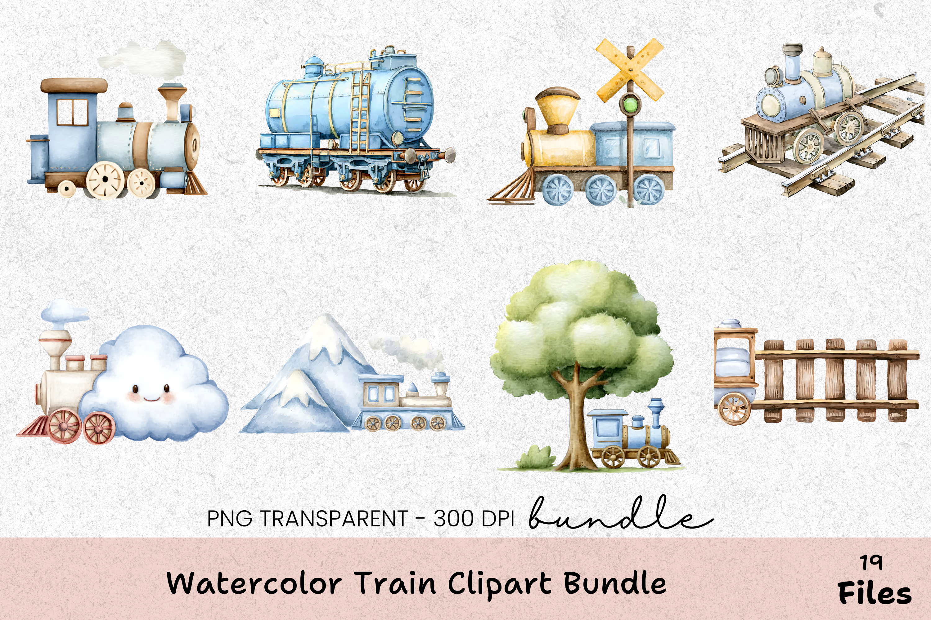 Train Clipart Bundle: Colorful Train Illustrations