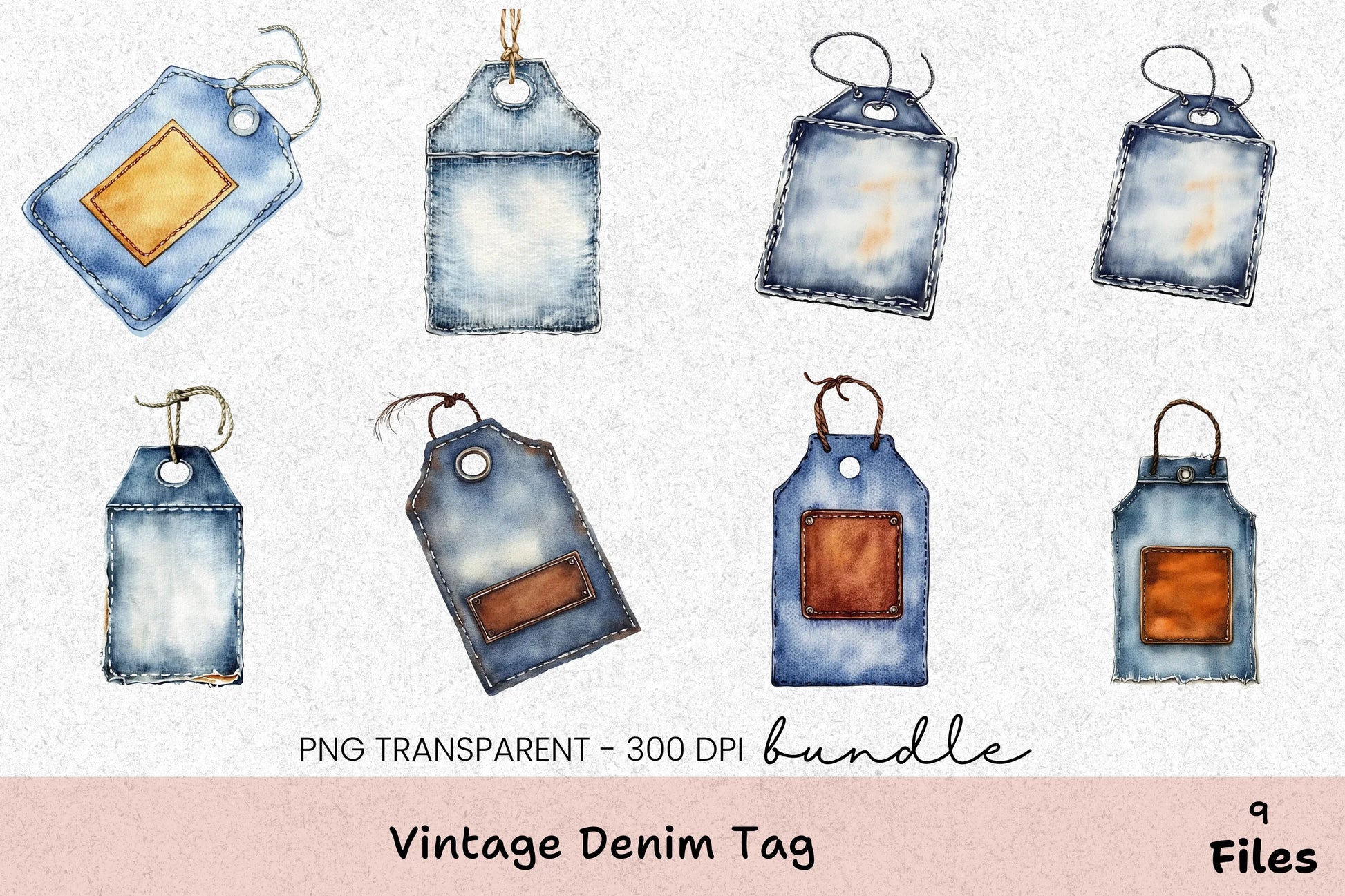 Vintage Denim Tag Clipart Bundle - CraftNest - Digital Crafting and Art