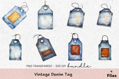 Vintage Denim Tag Clipart Bundle - CraftNest - Digital Crafting and Art