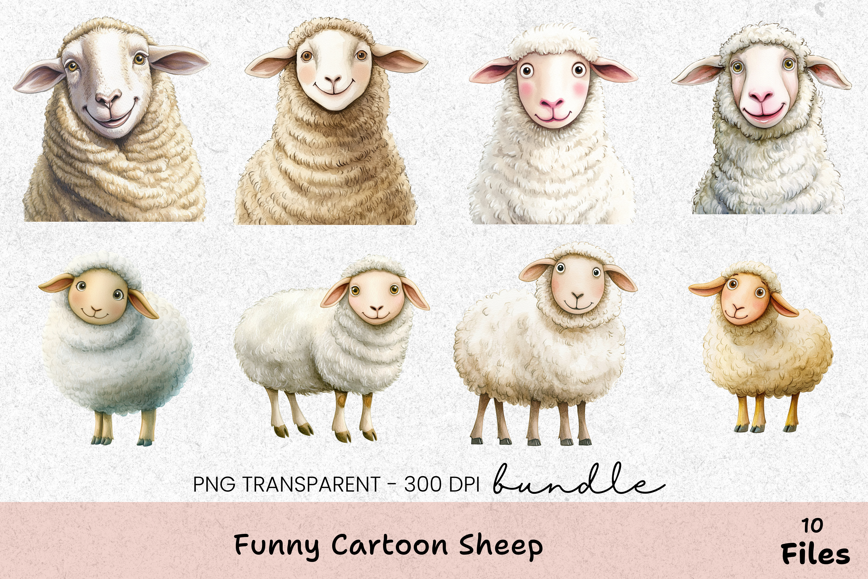 Funny Cartoon Sheep Clipart Bundle