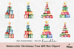 Christmas Tree Gift Box Clipart Bundle - CraftNest - Digital Crafting and Art