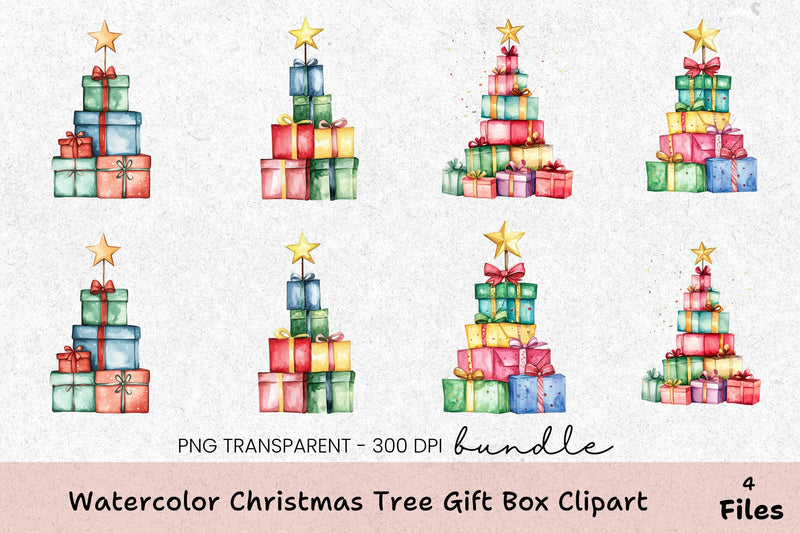 Christmas Tree Gift Box Clipart Bundle - CraftNest - Digital Crafting and Art