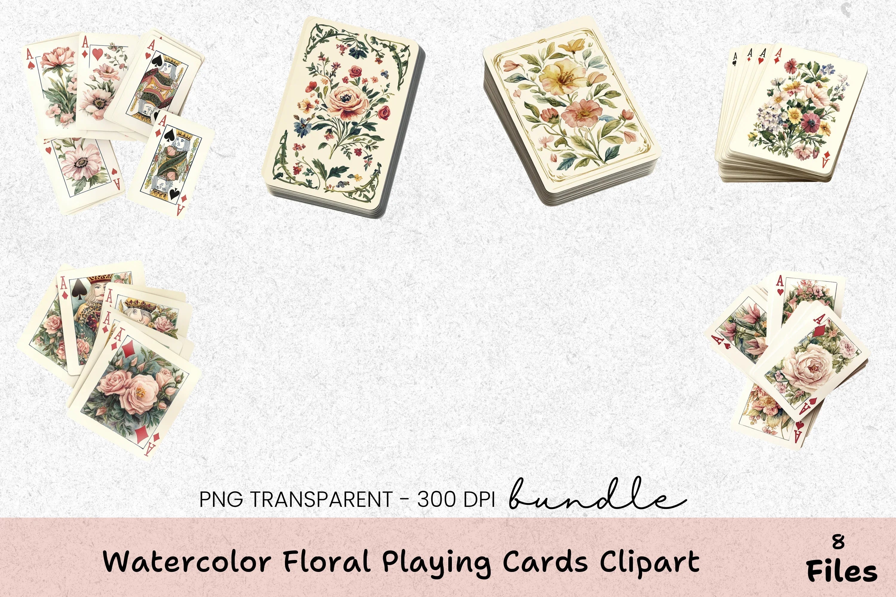 Floral Playing Cards Clipart Bundle - CraftNest - Digital Crafting and Art