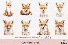 Cute Forest Fox Clipart Bundle - CraftNest - Digital Crafting and Art