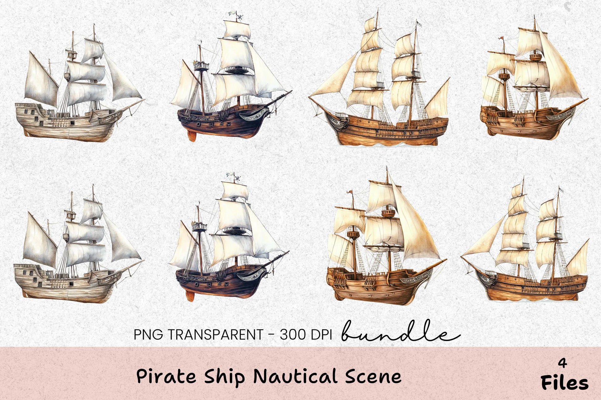Pirate Ship Nautical Scene Clipart Bundle - CraftNest - Digital Crafting and Art
