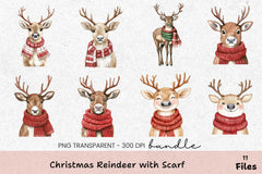 Christmas Reindeer with Scarf Clipart Bundle - CraftNest - Digital Crafting and Art